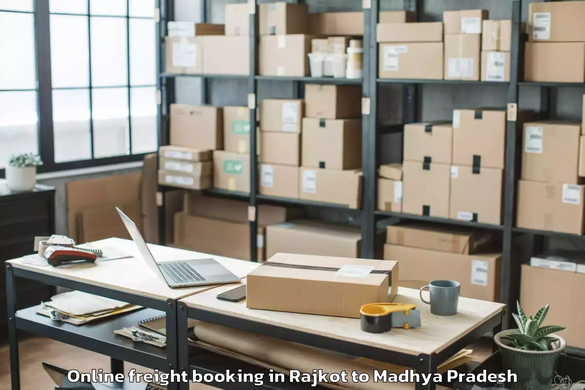 Trusted Rajkot to Badnawar Online Freight Booking